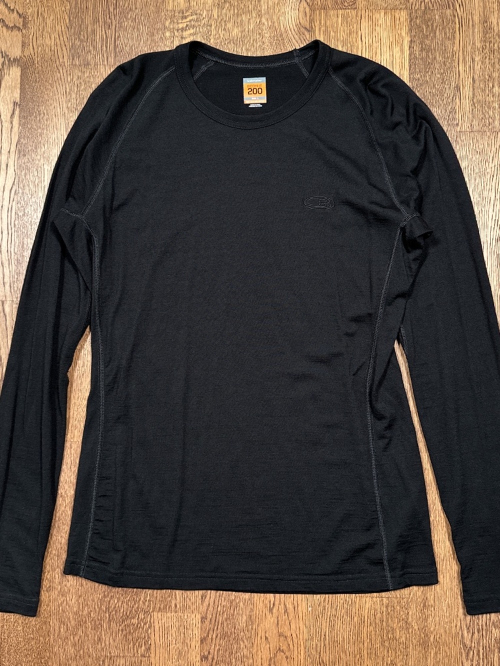 Icebreaker Bodyfit 200 Merino Wool Base Layer L/S T Shirt Black Mens Large